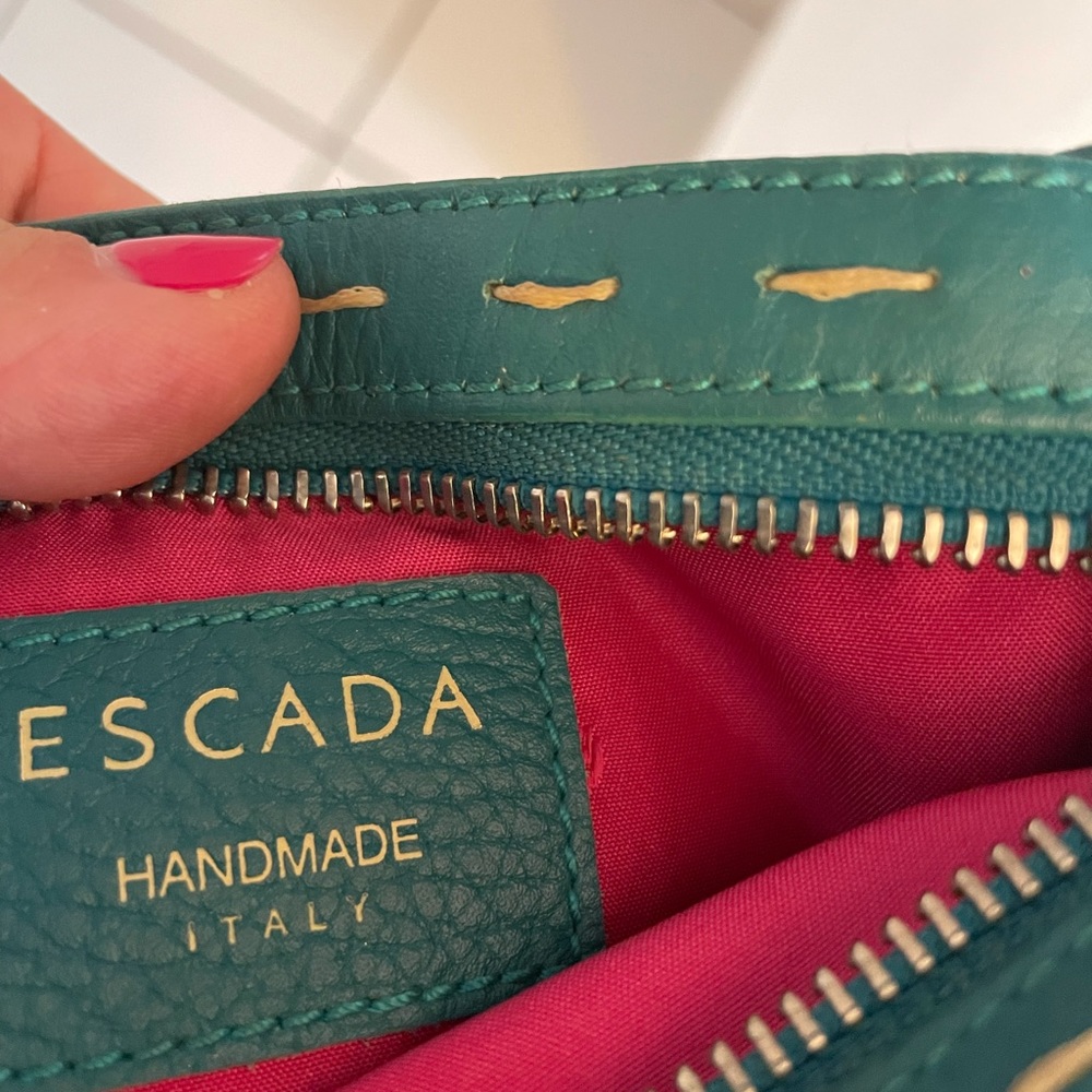 Escada Authentic Leather Turquoise/Teal Purse - image 3